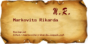 Markovits Rikarda névjegykártya